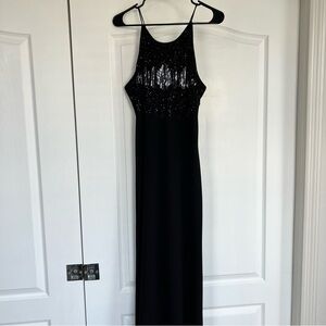 Vintage Cachet Black Chiffon Beaded Gown Party Dress Size 12